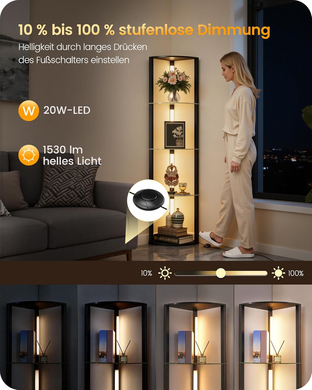 LED Vloerlamp met Plank