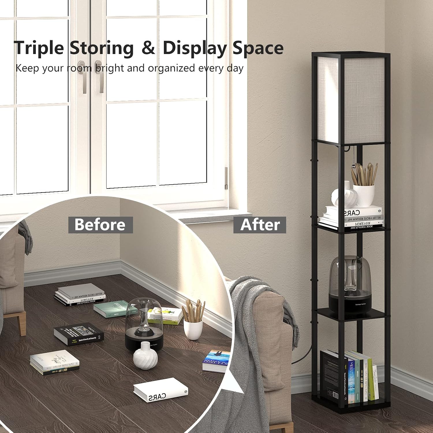 Luxe Vloerlamp met Opbergplanken